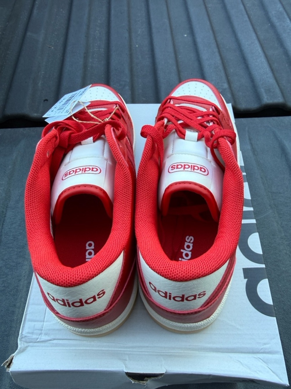 adidas Men’s Break Start Sneakers - Red with White Stripes - Picture 4 of 5